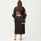 Plus Size 2-Piece Floral Kimono Robe Set with Short Sleeve Open Front Longline Cover Up and Matching Inner Dress