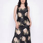 Plus Size Floral Print Satin-Like Cowl Neck Midi Nightgown with Slim Straps and Relaxed Slip Fit