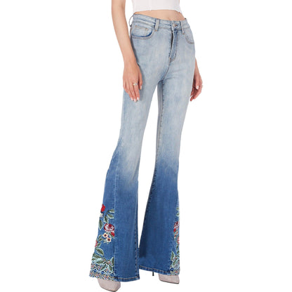 Classic Retro High Waist Long Denim Bell Bottom Jeans