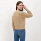 Wavy Pointelle Button-Front Long Sleeve Knit Cardigan