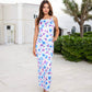 Floral Print Spaghetti Strap Maxi Dress Open Back Detail