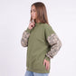 Camo Sleeve Mock Neck Long Sleeve Pullover Sweatshirt