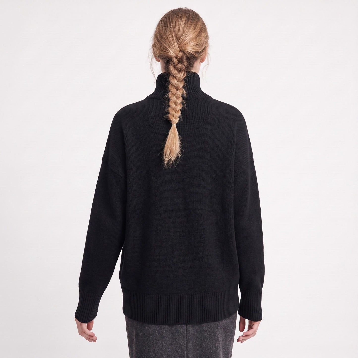 Relaxed Fit Crew Neck Pullover Sweater
