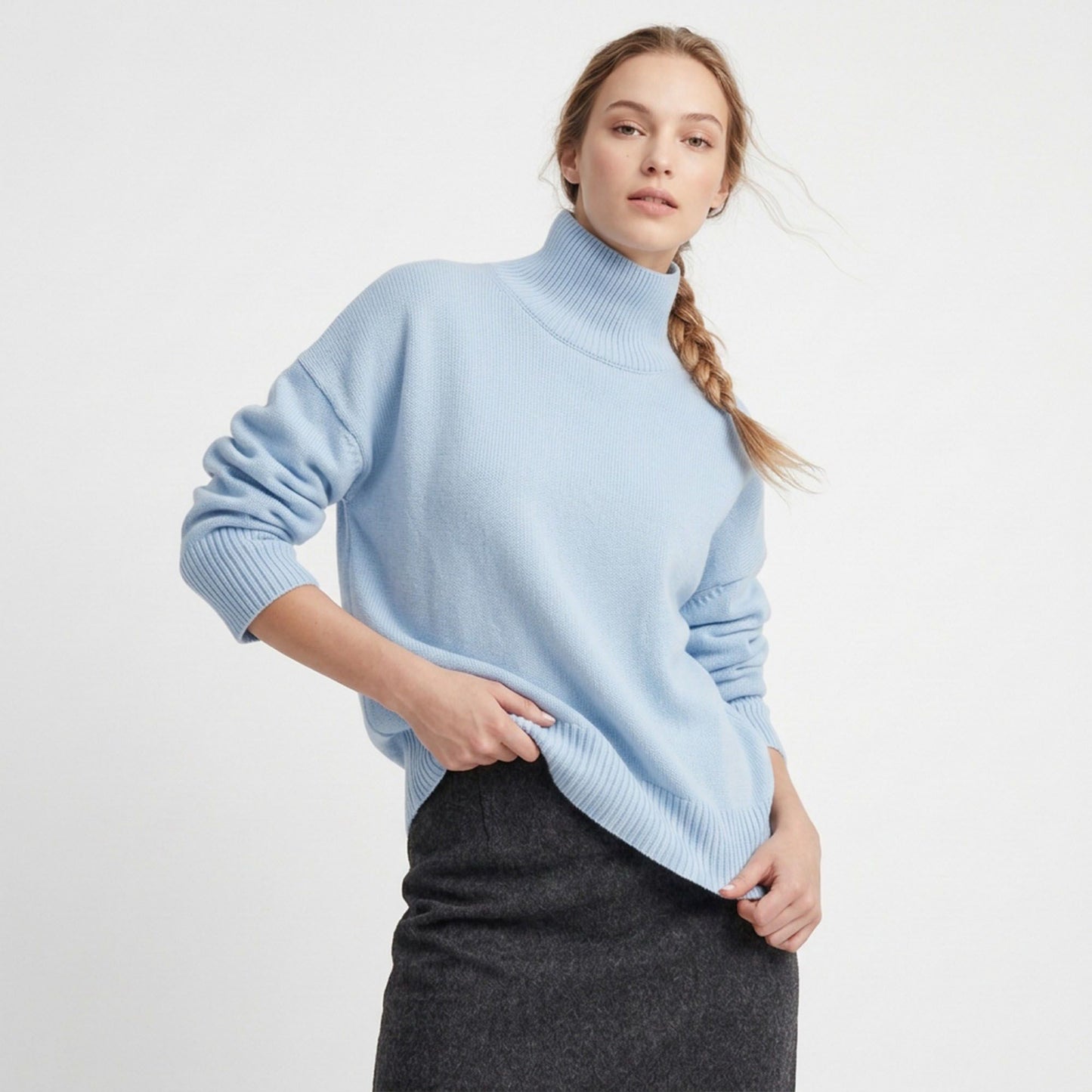 Relaxed Fit Turtleneck Pullover Sweater