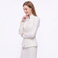 Asymmetric Button Front Blazer with Stand Collar and Peplum Hem
