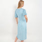 Short Sleeve Wrap Dress With Button Detail And V-Neckline