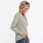 Waffle Knit Henley Raglan Long Sleeve Top