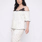 Plus Size 2-Piece Polka Dot Off Shoulder Pajama Top and Wide Leg Pants Sleepwear Lounge Set