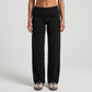 Foldover Waistband Full-Length Wide-Leg Trousers