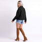 Cropped Button Front Shirt Jacket with Patch Pockets