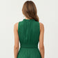 Sleeveless Midi Dress with Pleated Skirt and Tie Neck Detail