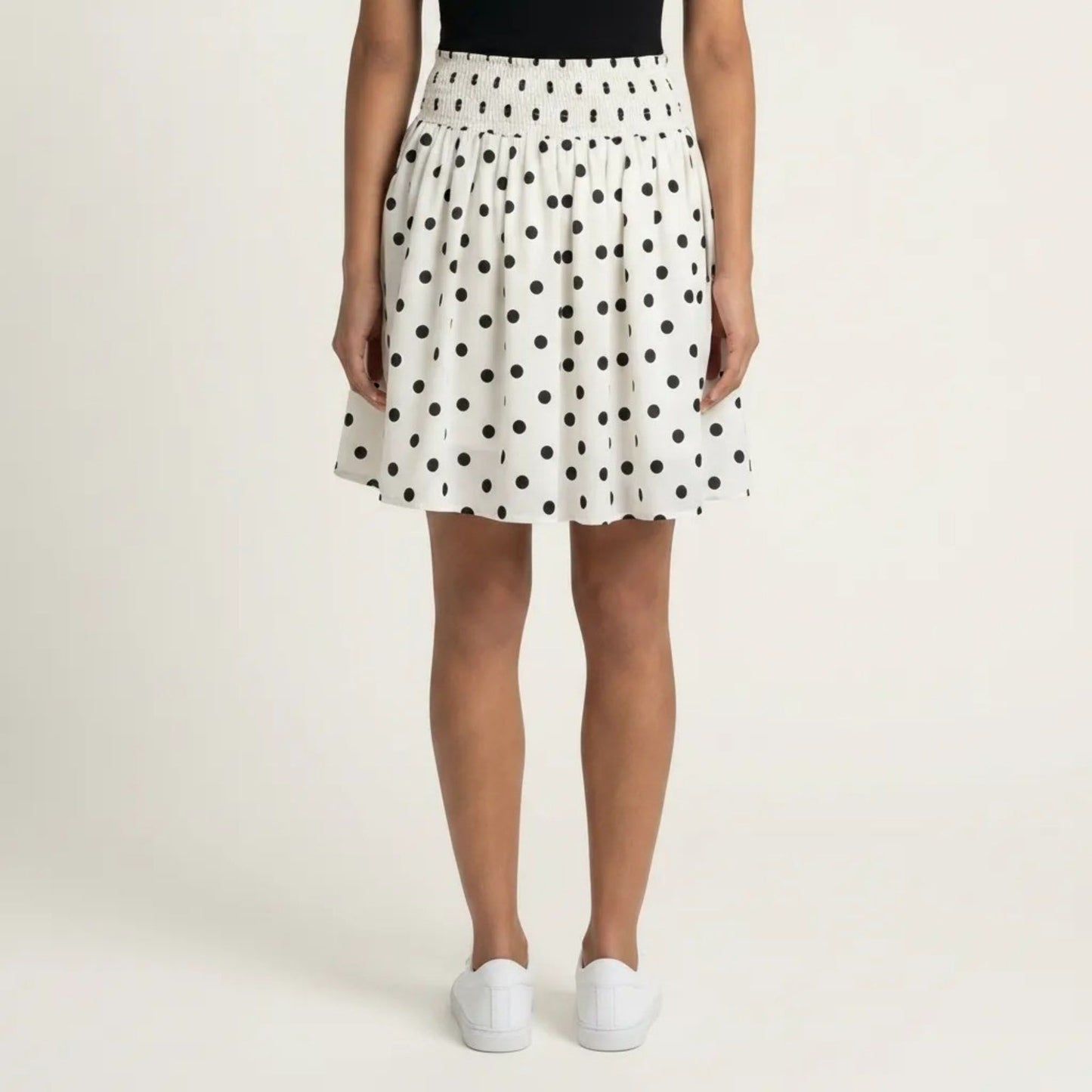 Polka Dot A Line Skirt Smocked High Waist Flowy Lightweight Casual Mini Skirt