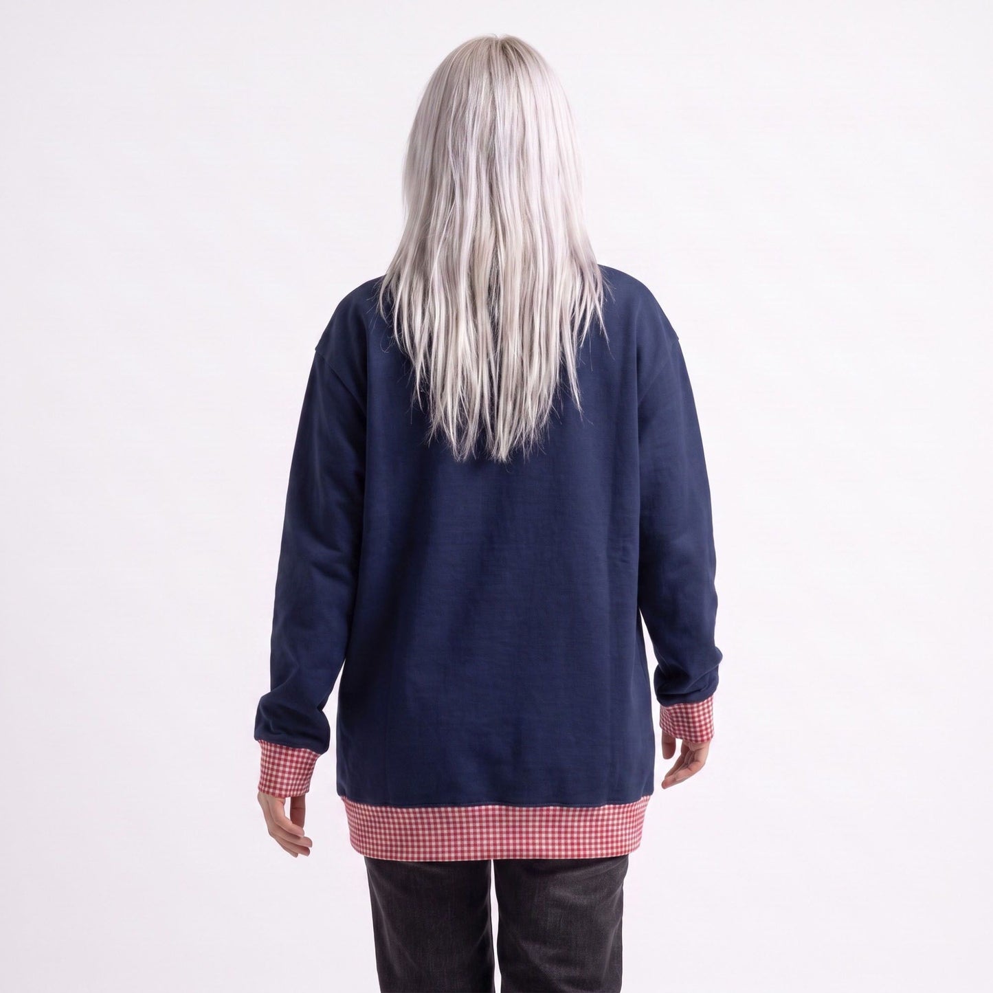 Long Sleeve Contrast Trim Sweatshirt with Polka Dot Details