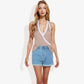 Halter Neck Knit Tank Top with Side Tie