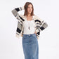 Striped Collared Button Front Knit Cardigan Sweater