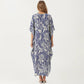 Paisley Print Maxi Dress with V-Neckline Short Sleeves and Relaxed Flowing Silhouette