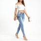 Mid Rise Cargo Skinny Jeans with Utility Pockets and Zipper Details