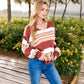 Striped V-Neck Relaxed Knit Sweater