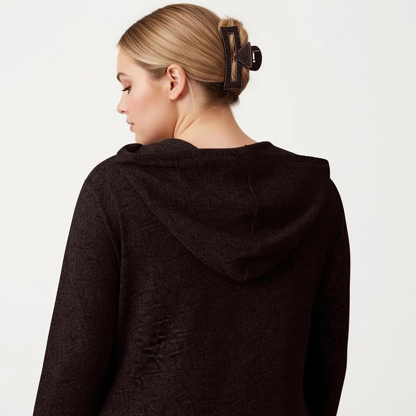 Plus Size Long Sleeve Hooded Maxi Dress with Relaxed Fit Silhouette and Soft Flowy Hem