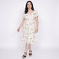 Floral Midi Nightgown Short Sleeve Lace Trim V-Neck Tie Front Sleep Dress