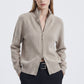 Mock Neck Zip-Front Knit Cardigan Sweater