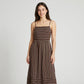 Striped Square Neck Sleeveless Maxi Dress with Fitted Bodice Adjustable Straps and Flowy Tiered A-Line Skirt