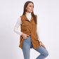 Button Front Corduroy Vest with Flap Pockets
