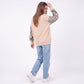 Camo Sleeve Mock Neck Long Sleeve Pullover Sweatshirt