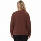 Plus Size Contrast Collar V-Neck Ribbed Sweater