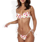 Floral Bikini Set Adjustable Tie Straps Ruched Detailing