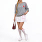 Heart Patch Crew Neck Contrast Trim Relaxed Sweatshirt
