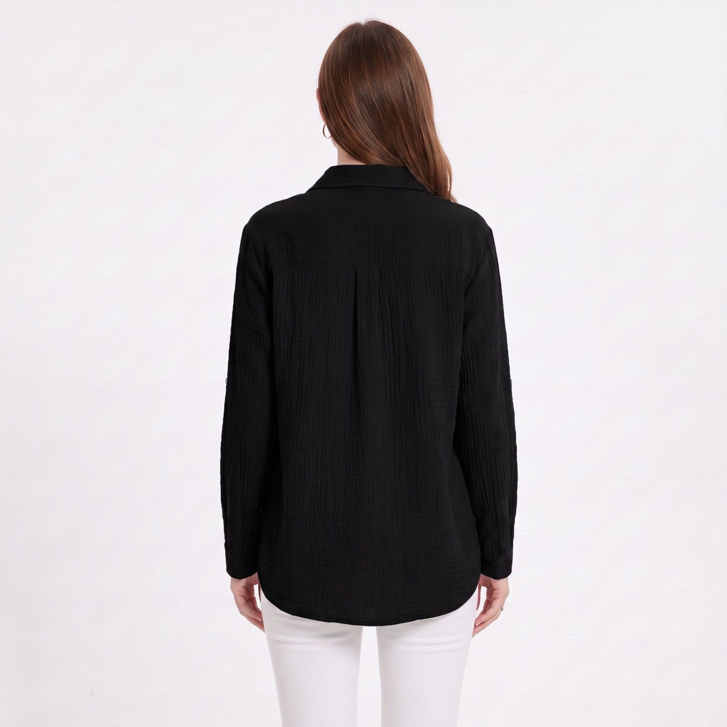 Long Sleeve Button Down Shirt with Collared Neckline