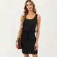 Sleeveless Tank Dress with Scoop Neck Adjustable Drawstring Waist Fitted Casual Mini Dress
