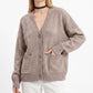 Oversized V Neck Button Front Cardigan with Pockets