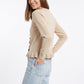 Ruffle Trim Button Front Peplum Cardigan Sweater