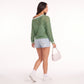 Openwork Mesh V-Neck Long Sleeve Sweater