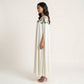 Floral Embroidered Cape Maxi Dress Sheer Neckline Loose Fit Flowing Long Dress