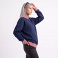 Long Sleeve Contrast Trim Sweatshirt with Polka Dot Details