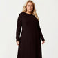 Plus Size Long Sleeve Hooded Maxi Dress with Relaxed Fit Silhouette and Soft Flowy Hem
