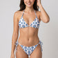 2 Piece Triangle Bikini Set with Halter Top and Tie Side Bottom