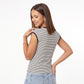Striped Sleeveless Top Crew Neck Contrast Trim Knit Tank