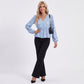 Printed Peplum Blouse V Neck Long Sleeve Casual Top