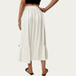 High Waist Tiered Midi Skirt with Wavy Trim Detail Flowy A-Line Silhouette Lightweight Fabric