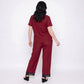 Plus Size 2-Piece Pointelle Button Front Short Sleeve Pajama Top and Pants Set with Lace Trim