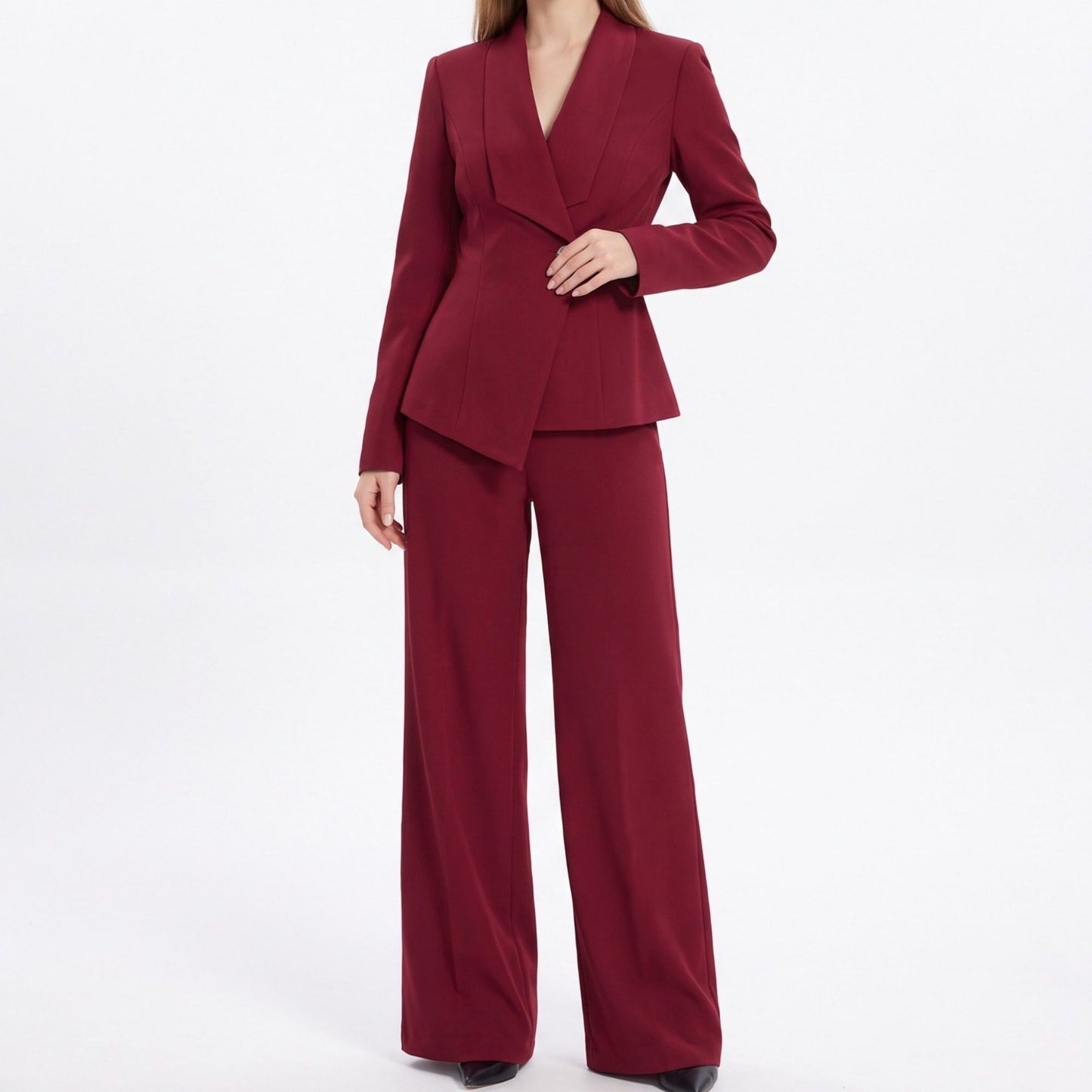 Shawl Collar Blazer and Straight Leg Pants Two Piece Suit Set