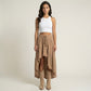 High Low Maxi Skirt Smocked Waist Tassel Tie Flowy Tiered Boho Casual Skirt