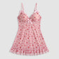 Floral Sheer Mesh Ruffle Chemise Nightgown
