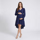 Maternity V Neck High Low Mini Dress with Long Sleeves and Tiered Hem