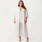 Plus Size Long Sheer Lace Panel Robe Open Front Lightweight Sleepwear