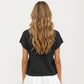 Short Sleeve Textured Knit Top with Crew Neck Ribbed Trim and Relaxed Fit
